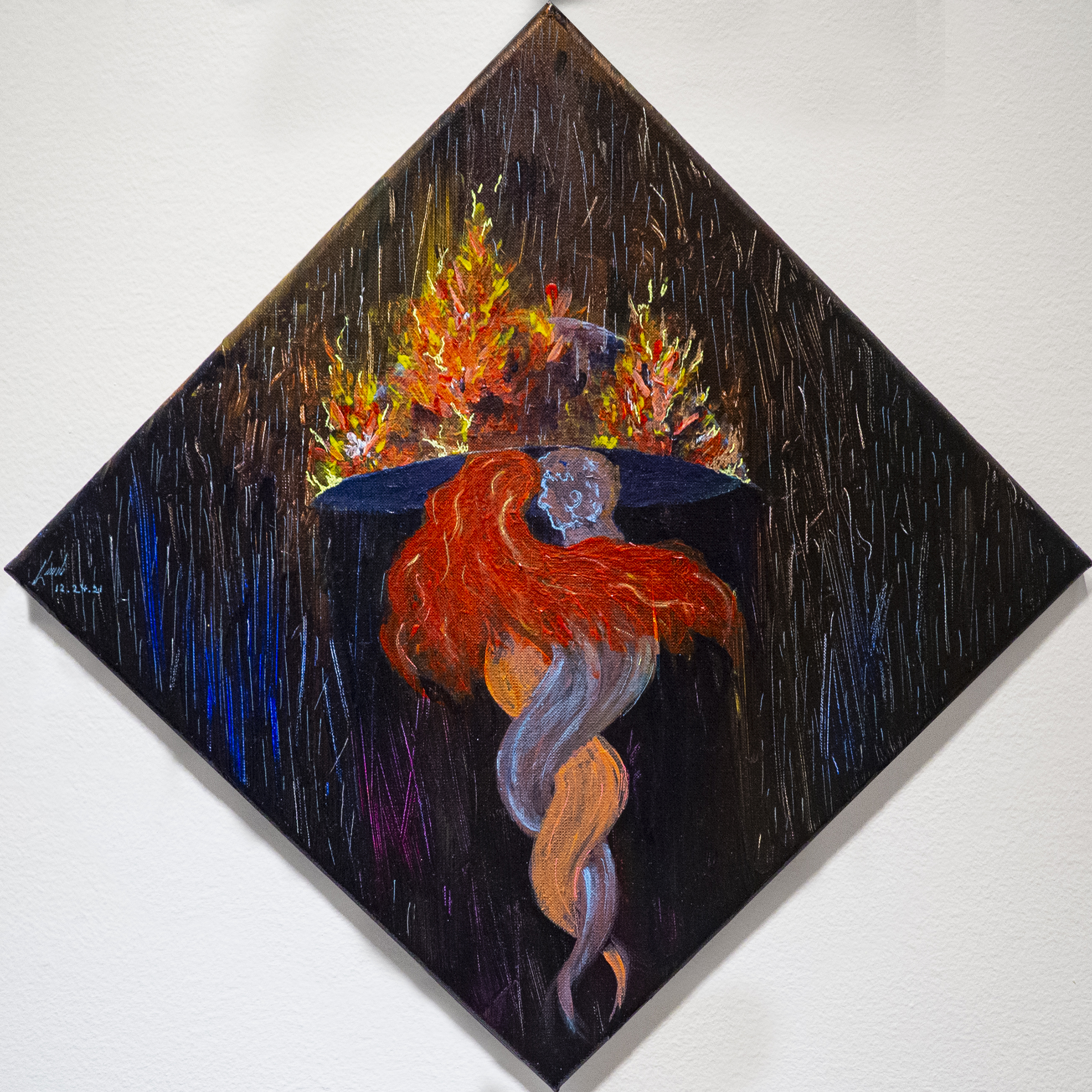 Painting Flames Behind the Christmas Eve by Negar T